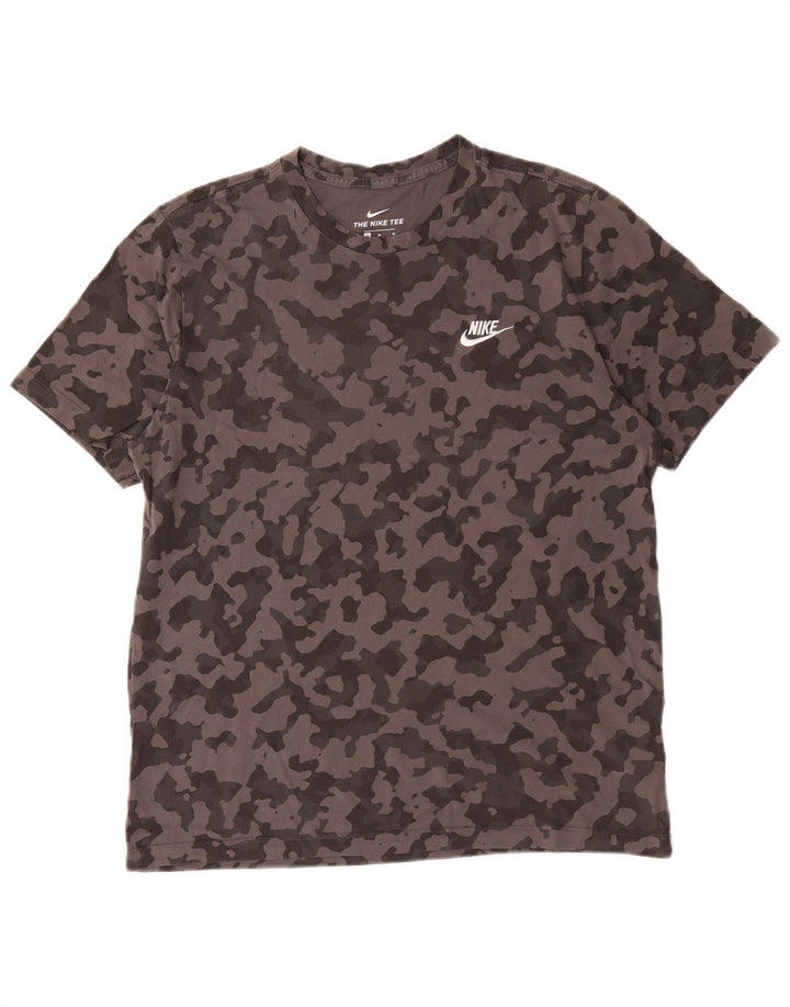 Nike Herren-T-Shirt aus mittelgrauer Camouflage-Baumwolle