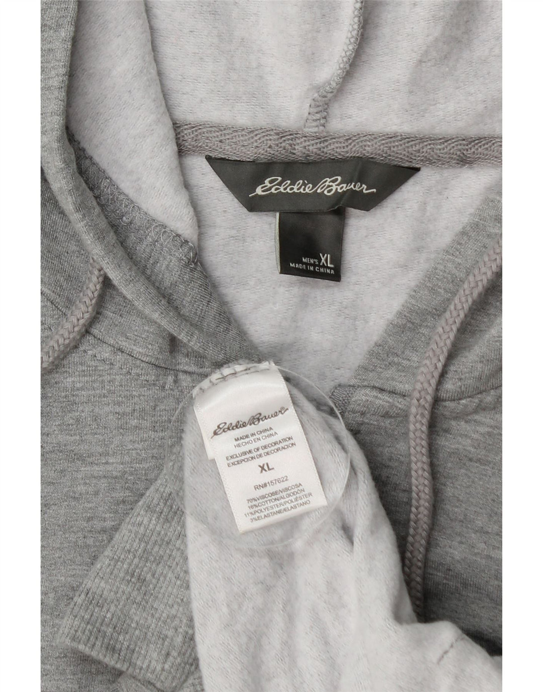 EDDIE BAUER Herren-Kapuzenpullover mit Reißverschluss, XL, graue Viskose