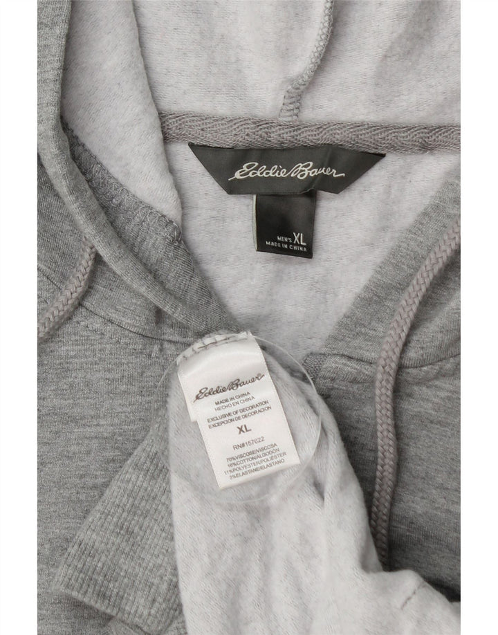 EDDIE BAUER Herren-Kapuzenpullover mit Reißverschluss, XL, graue Viskose
