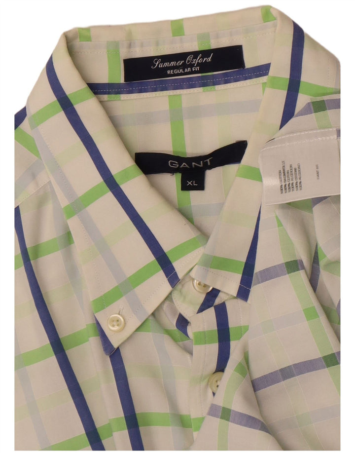GANT Herren-Hemd mit normaler Passform, XL, weiß kariert, Baumwolle