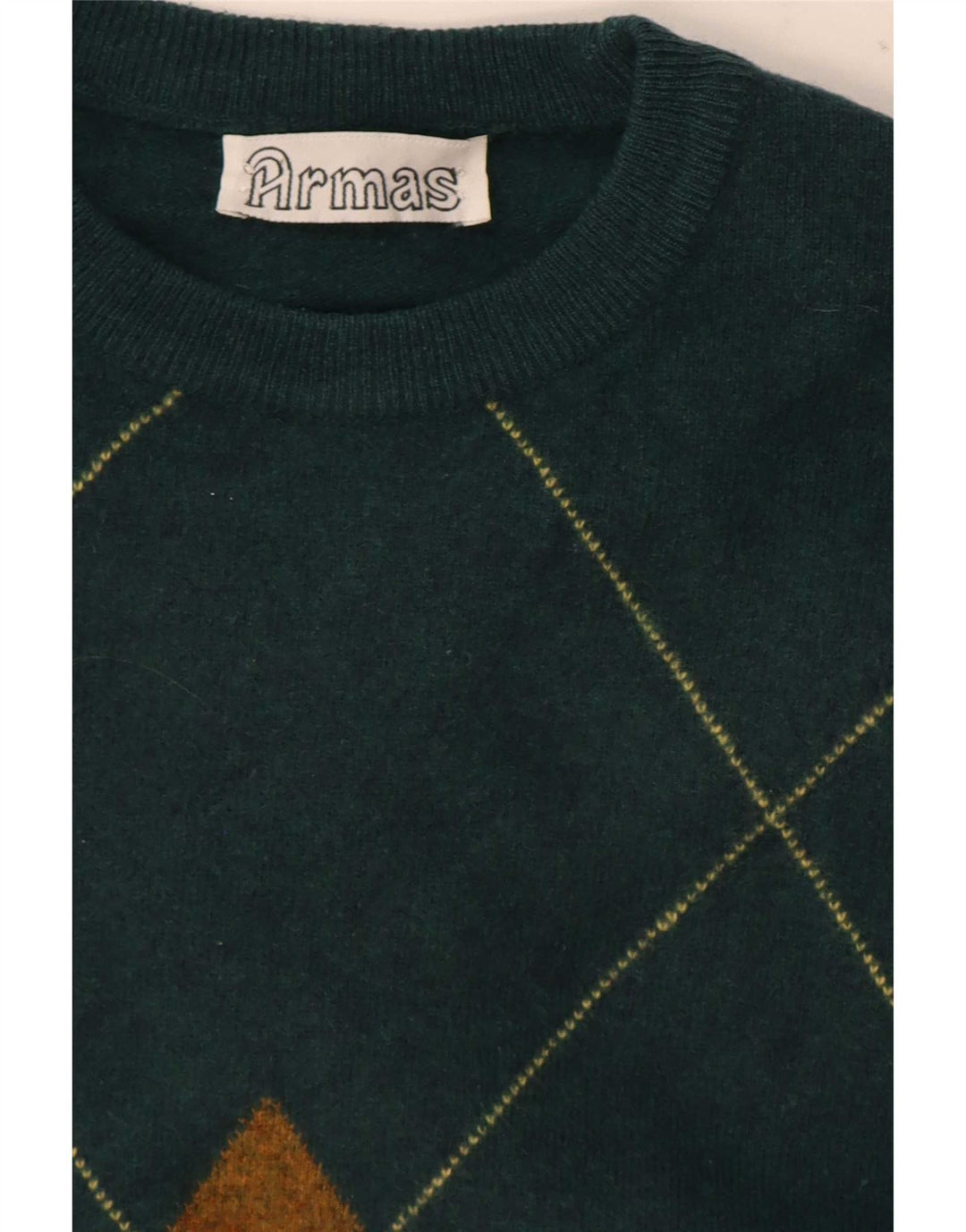 Vintage Herren-Pullover mit Rundhalsausschnitt, mittelgrün, Argyle/Diamant
