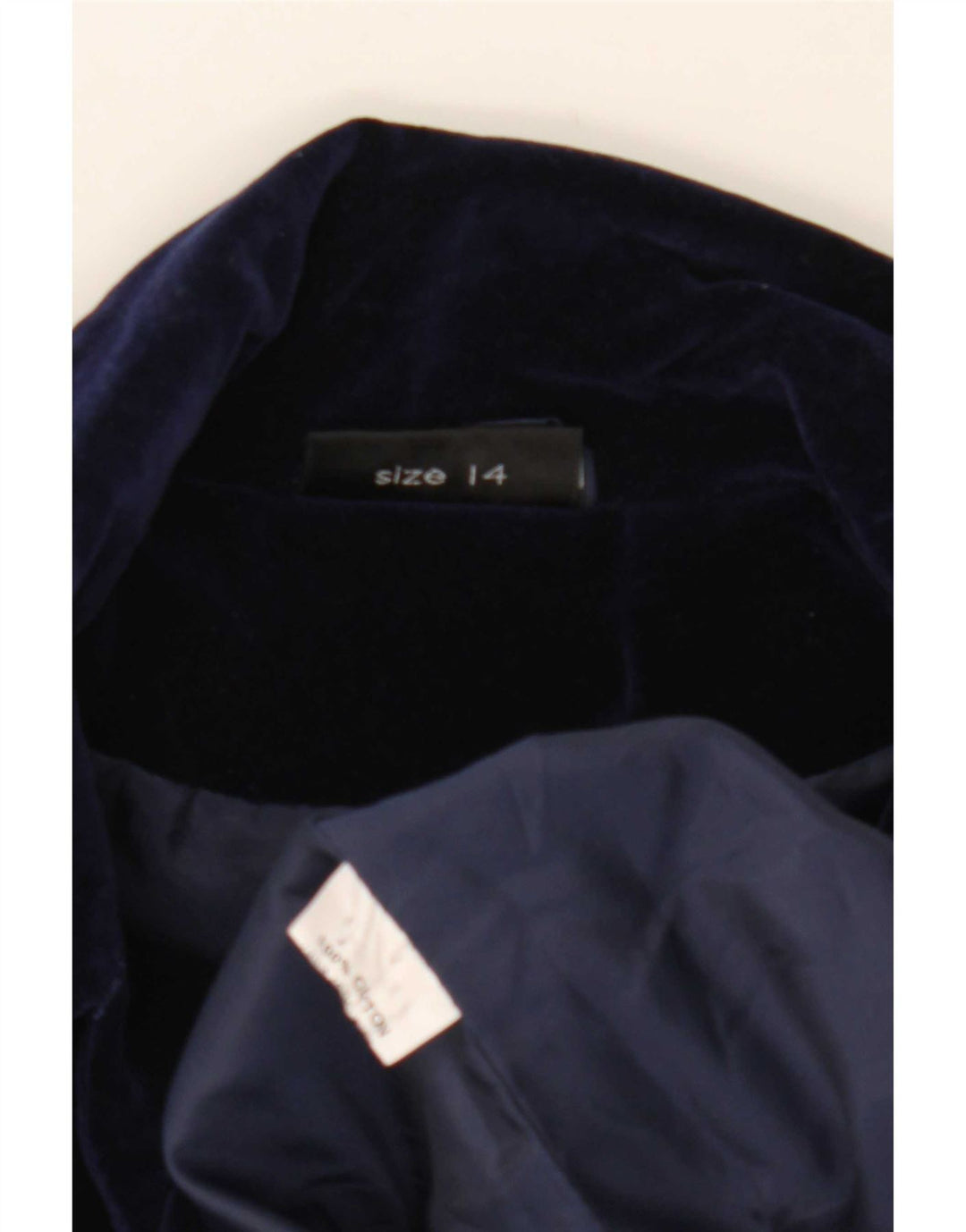 Vintage Damen 1-Knopf-Blazerjacke UK 14 Mittelmarineblaue Baumwolle