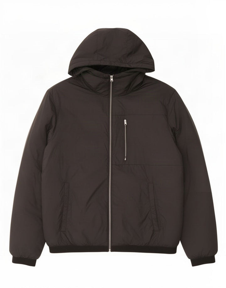 Zara Herren-Jacke mit Kapuze, gepolstert, Größe 38, mittelschwarz