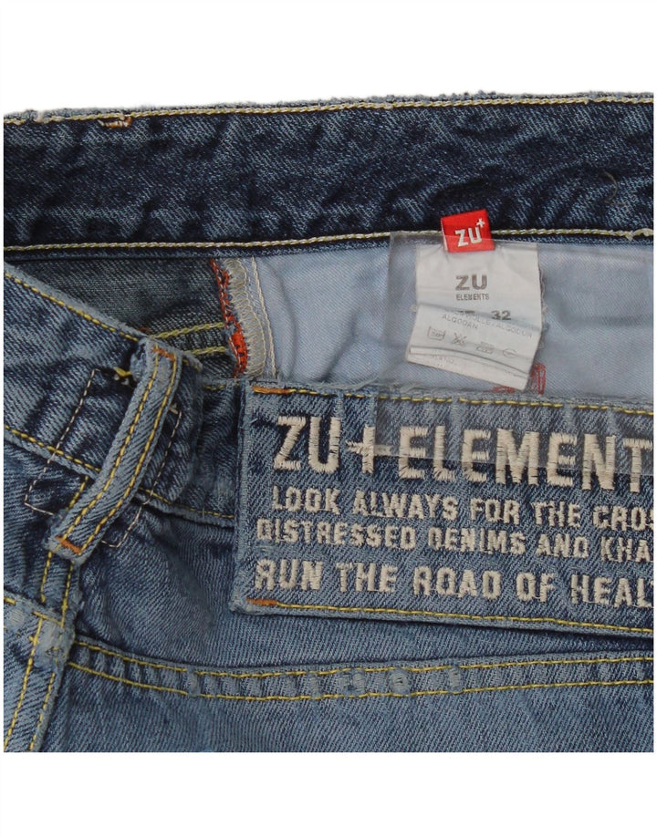 Zu Elements Damen Distressed Straight Jeans W32 L35 Blaue Baumwolle