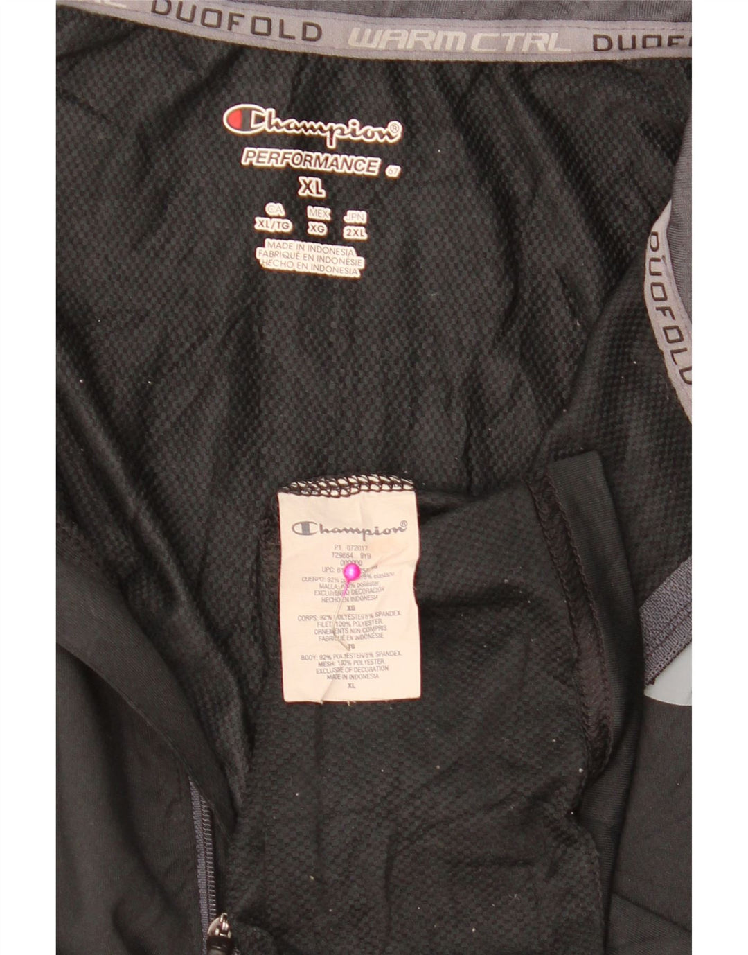 CHAMPION Herren-Pullover-Trainingsanzugoberteil mit Reißverschluss, XL, Schwarz, Farbblock