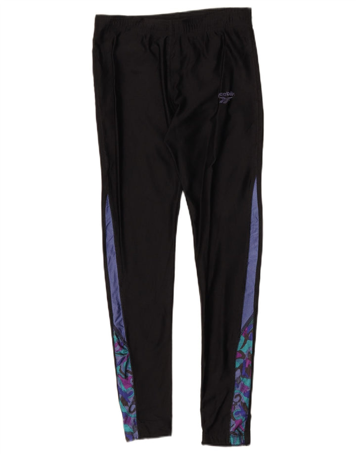 Reebok Damen Leggings UK 12 Mittelschwarzes Colourblock-Polyester