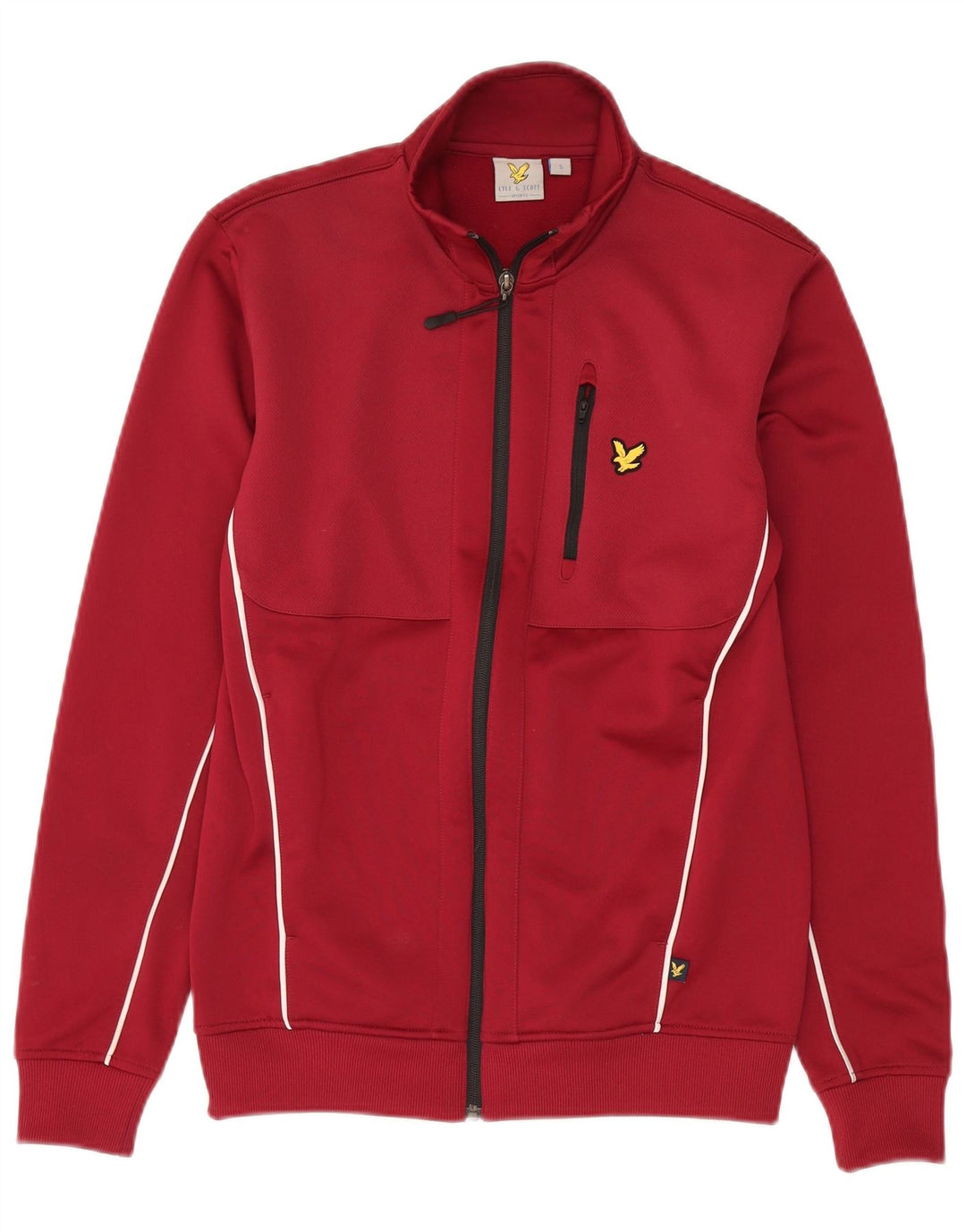 Lyle & Scott Herren-Trainingsanzug-Oberteil, Jacke, Größe S, kastanienbraunes Polyester