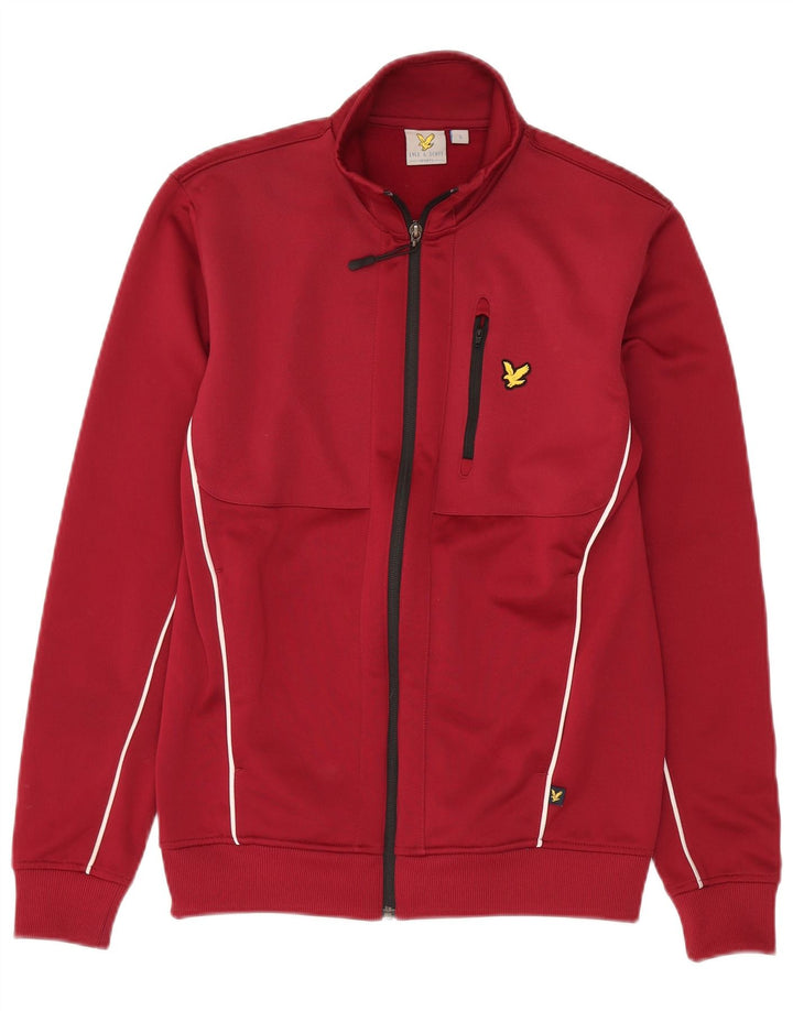 Lyle & Scott Herren-Trainingsanzug-Oberteil, Jacke, Größe S, kastanienbraunes Polyester
