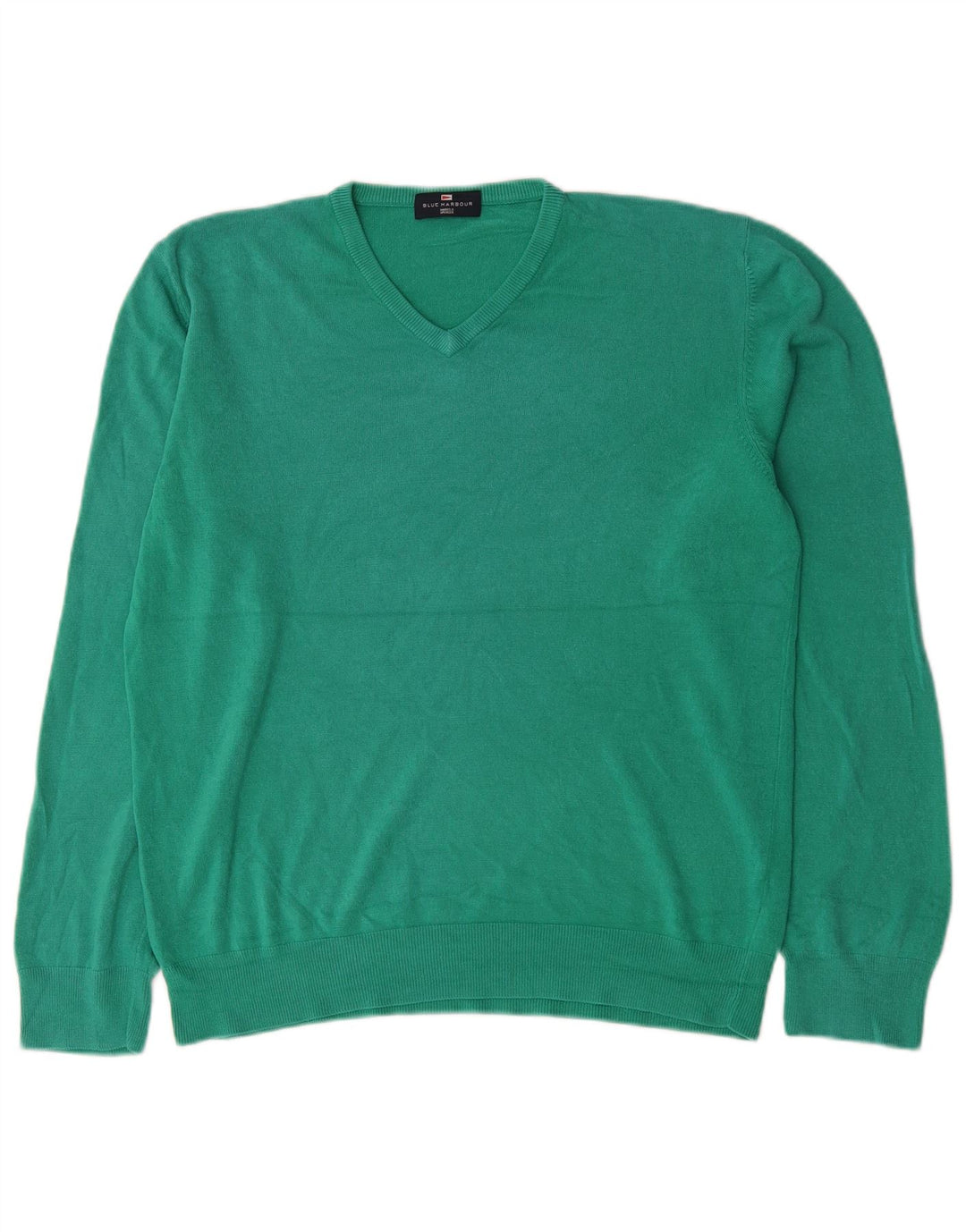 Marks & Spencer Herren Blue Harbor V-Ausschnitt Pullover Pullover Large Grün