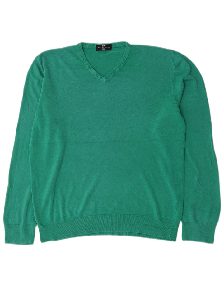 Marks & Spencer Herren Blue Harbor V-Ausschnitt Pullover Pullover Large Grün