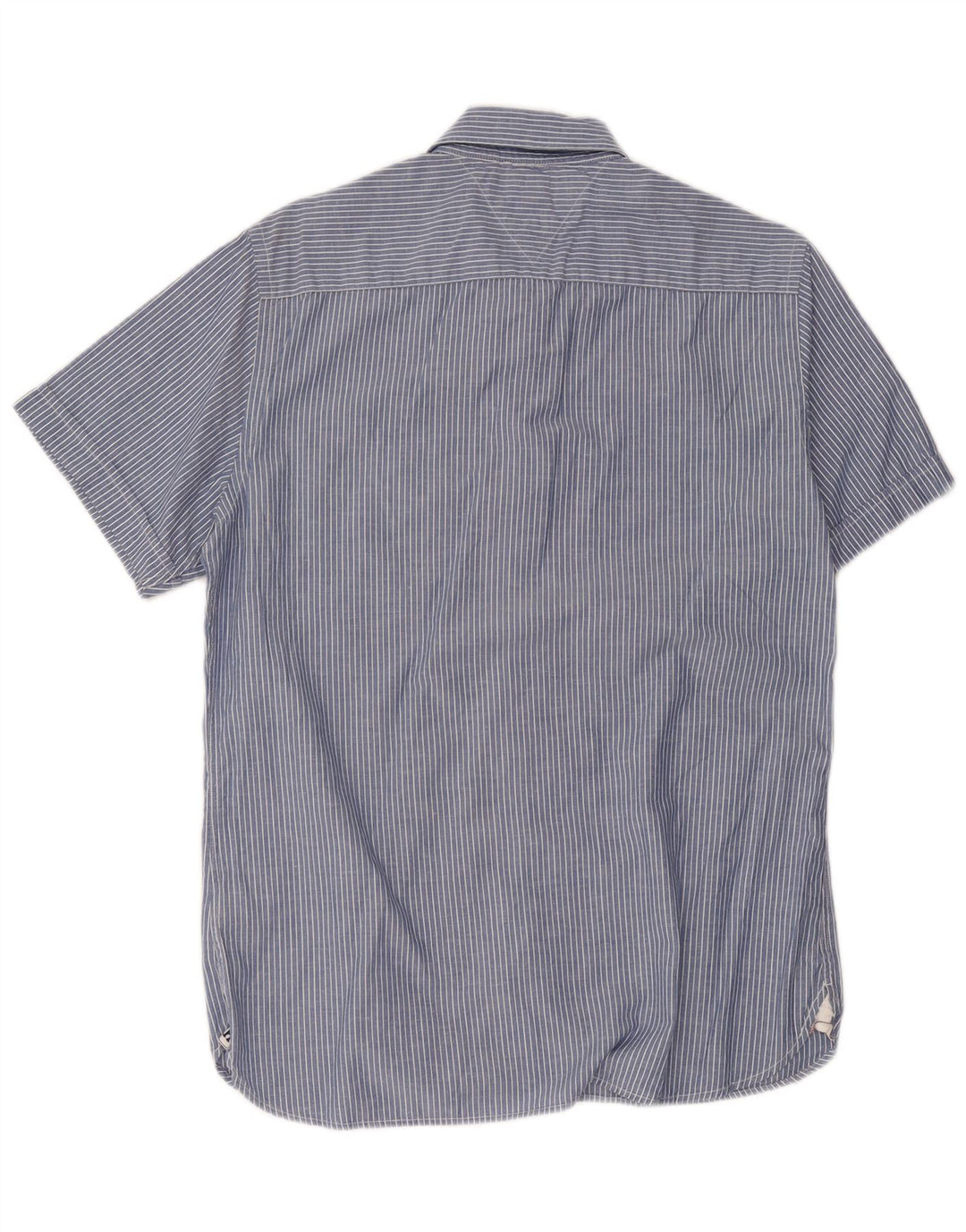 Tommy Hilfiger Herren-Kurzarmhemd aus mittelblauer Nadelstreifen-Baumwolle
