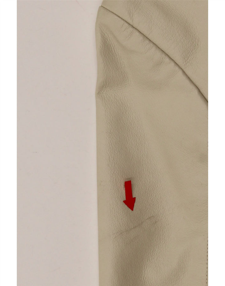 Vintage Damen Ledermantel UK 12 Medium Beige Leder