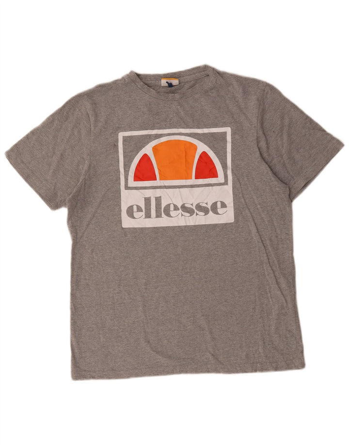 Ellesse Herren-T-Shirt mit Grafik, mittelgraue Baumwolle