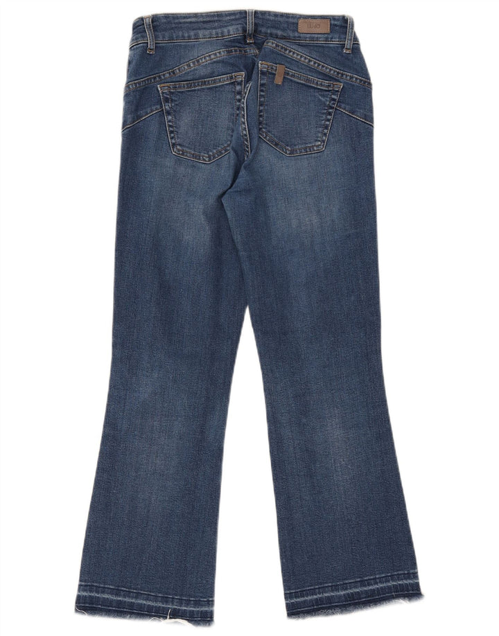 Liu Jo Damen Distressed Crop Bootcut Jeans W28 L25 Blaue Baumwolle