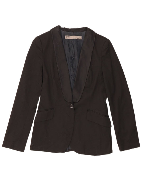 Zara Damen-Blazer mit 1 Knopf, Gr. 8, Schwarz, Polyester