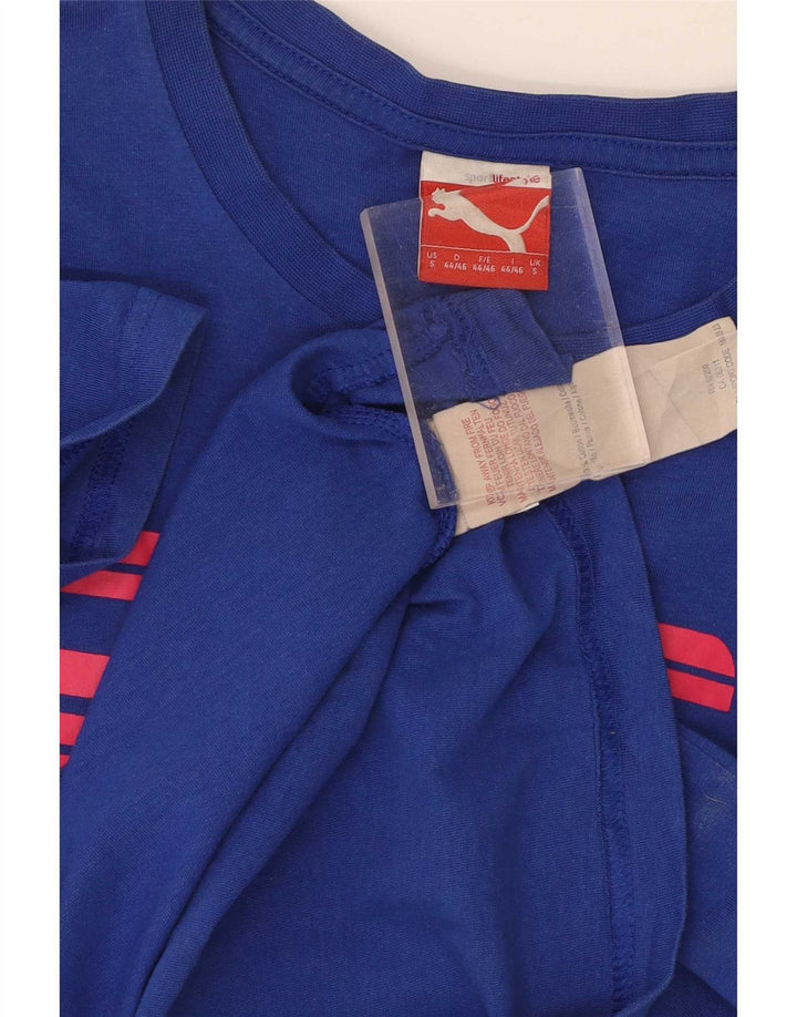 Puma Herren Grafik T-Shirt Top Small Blau Baumwolle
