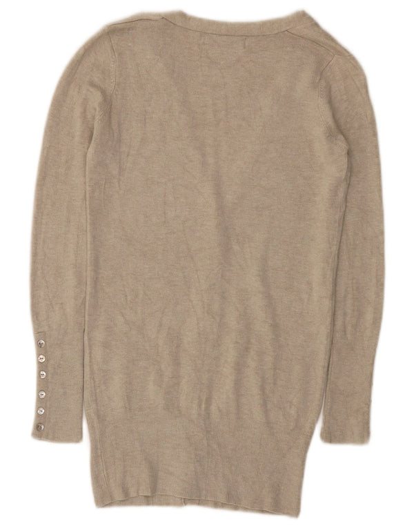 Zara Damen-Cardigan-Pullover UK 8 Small Beige Rayon