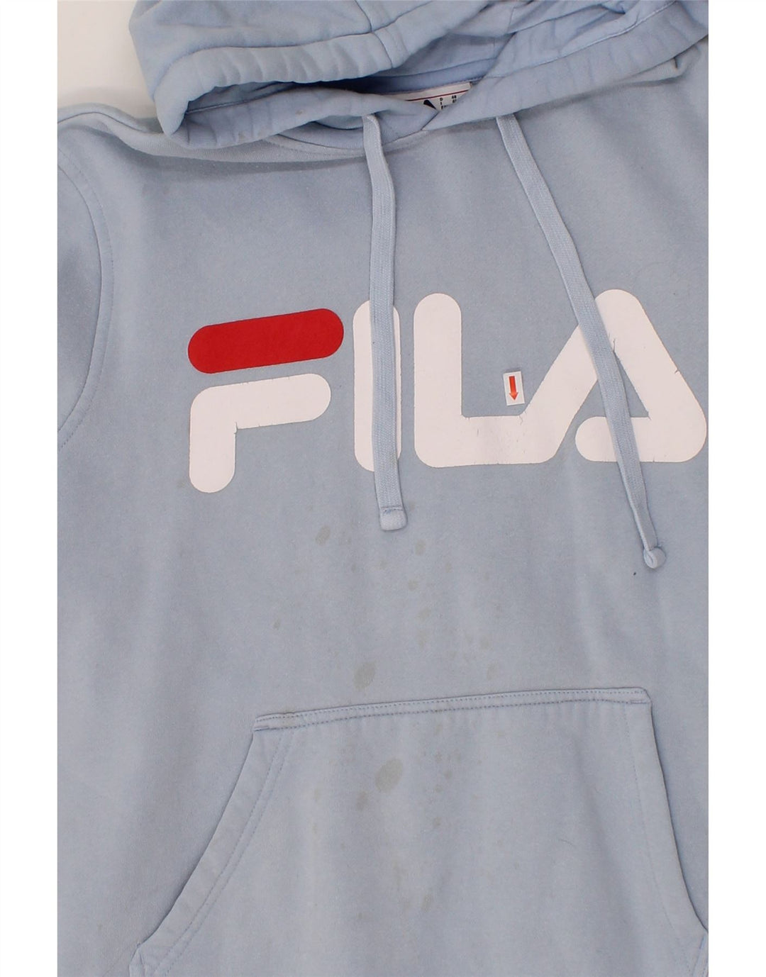 FILA Mens Graphic Hoodie Jumper Small Blue Cotton Vintage Fila and Second-Hand Fila from Messina Hembry 