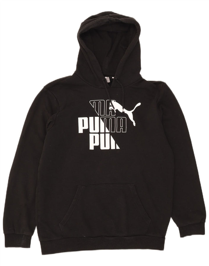 Puma Herren Grafik-Hoodie-Pullover aus mittelschwarzer Baumwolle