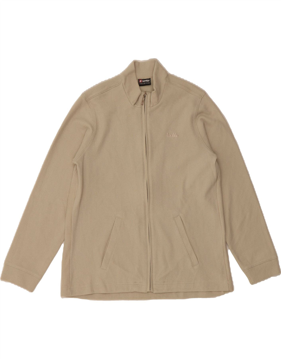 LOTTO Womens Oversized Tracksuit Top Jacket UK 10 Small Beige Cotton Vintage Lotto and Second-Hand Lotto from Messina Hembry 