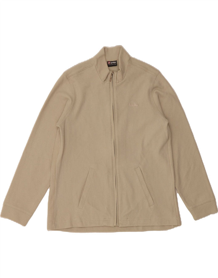 LOTTO Womens Oversized Tracksuit Top Jacket UK 10 Small Beige Cotton Vintage Lotto and Second-Hand Lotto from Messina Hembry 