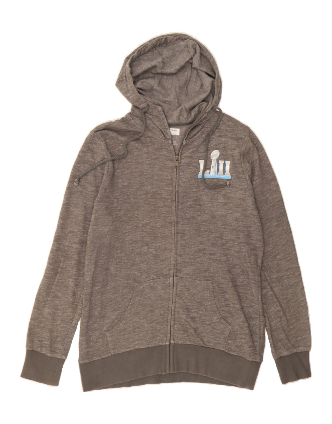 NFL Womens Lill Super Bowl Zip Hoodie Sweater UK 14 Medium Grey Polyester Vintage NFL and Second-Hand NFL from Messina Hembry 