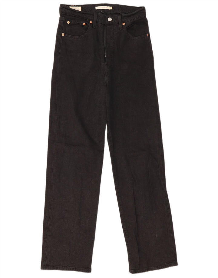 Levi's Damen Ribcage Straight Jeans W27 L29 Schwarze Baumwolle