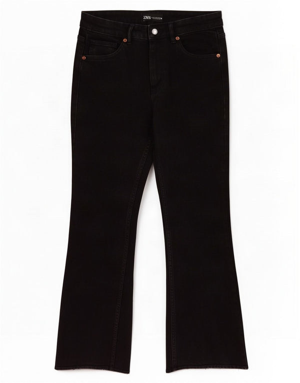 Zara Damen Bootcut Jeans EU 38 Small W28 L26 Schwarze Baumwolle