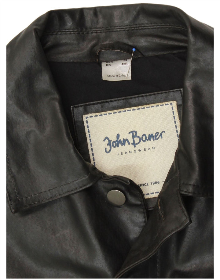 John Baner Herren Bomber-Lederjacke UK 40 Small Schwarzes Leder