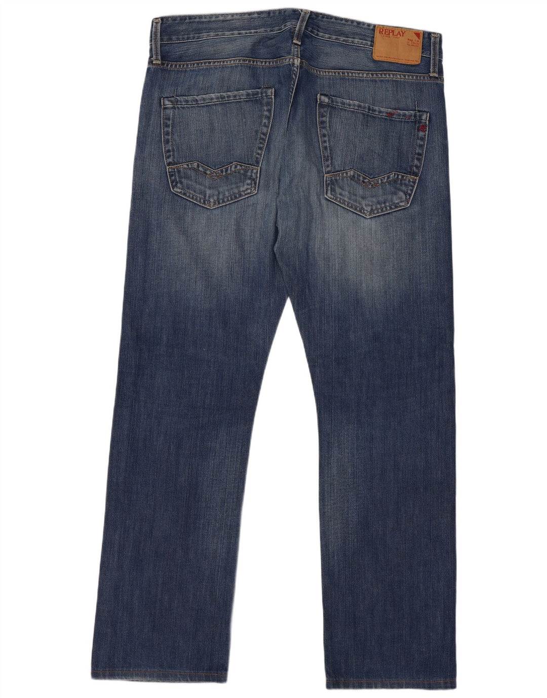Replay Herren Waitom Straight Jeans W34 L34 Marineblau Baumwolle