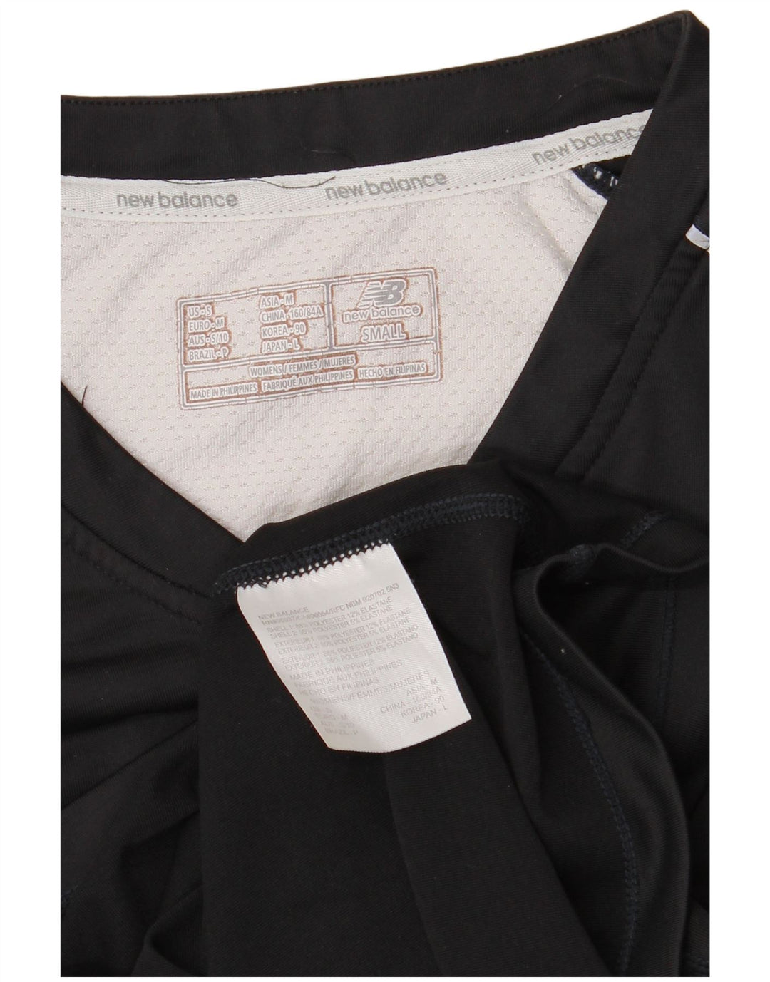 New Balance Damen T-Shirt Top UK 10 Small Schwarz Colourblock Polyester