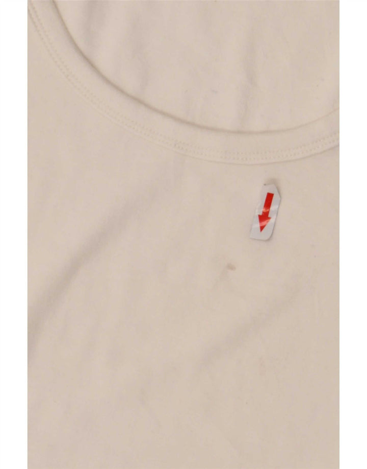 Zara Damen Crop Top Langarm UK 12 Mittelweiße Baumwolle