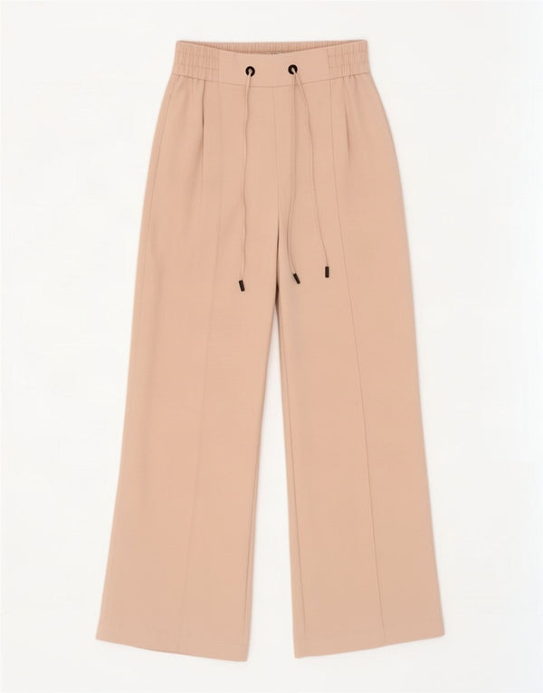 Topshop Womens Wide Leg Casual Trousers UK 10 Small W27 L29 Beige Polyester