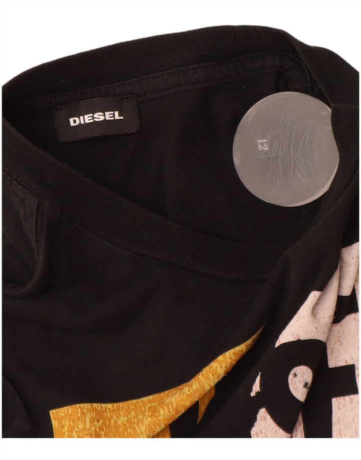 DIESEL Grafik-T-Shirt-Oberteil für Jungen, 11–12 Jahre, Schwarz