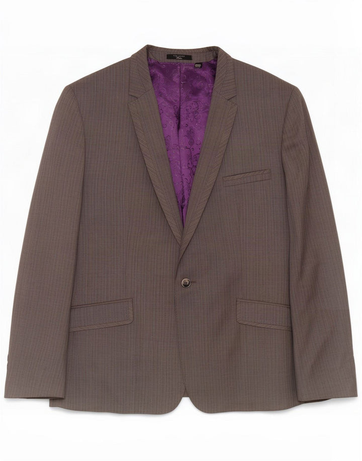 Ted Baker Herren-Blazer mit 1 Knopf, UK 44 2XL, graue Nadelstreifenwolle