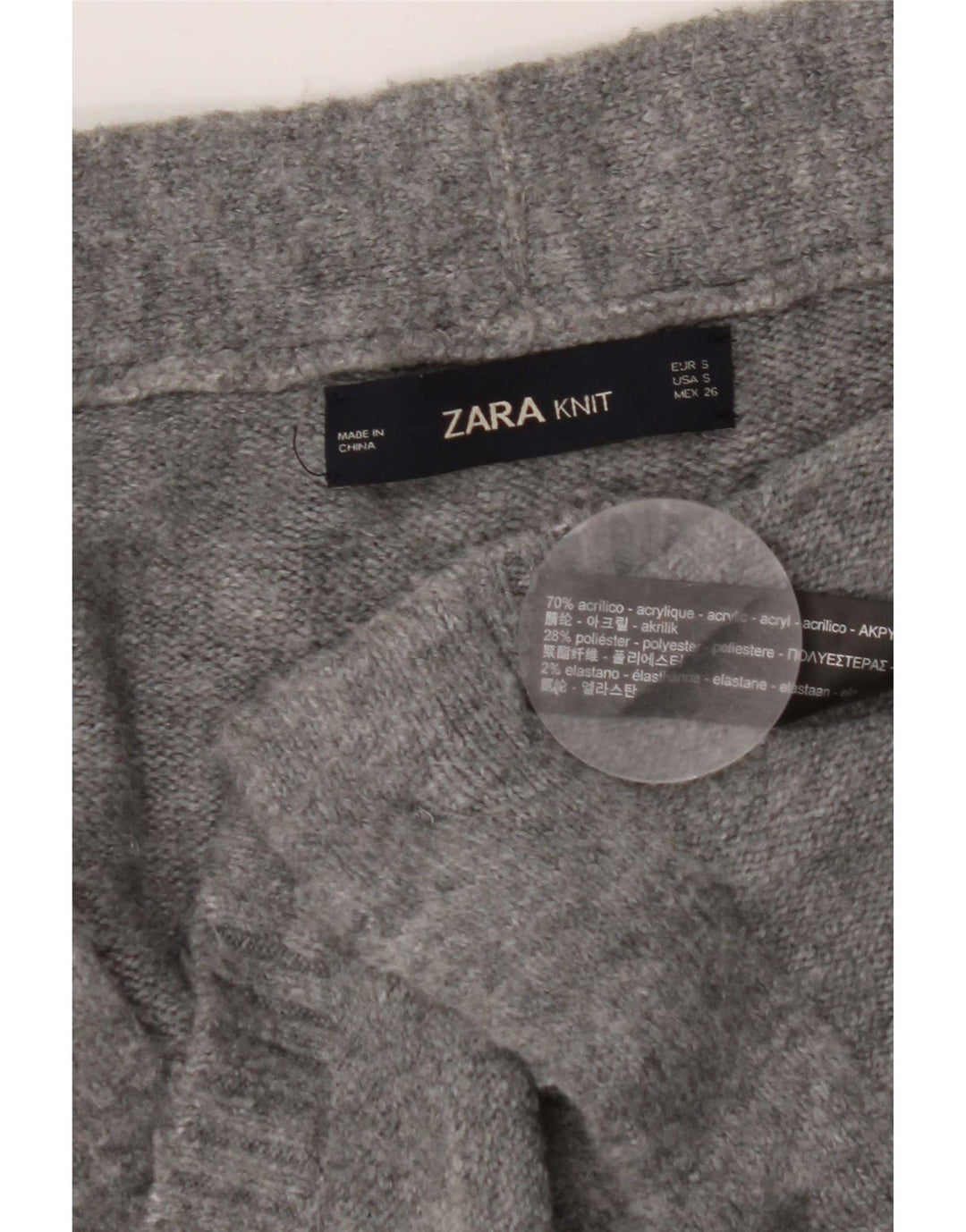 Zara Damen-Strickjacke in Übergröße, Gr. 10, Small, Grau, Acryl
