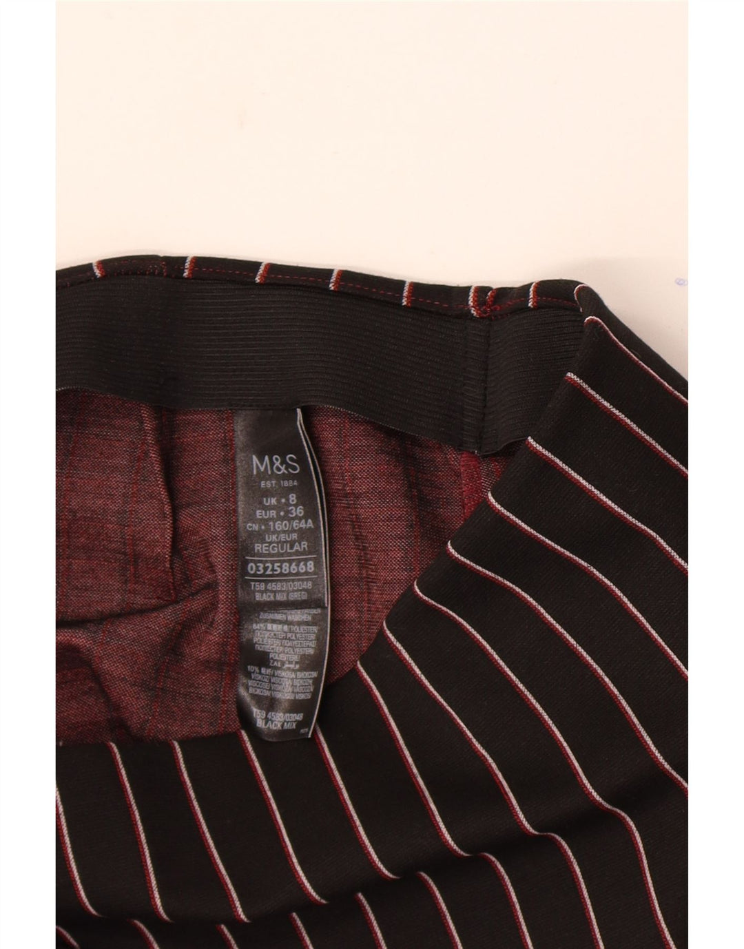 Marks & Spencer Damen Minirock UK 8 Small W26 Schwarz gestreift Polyester