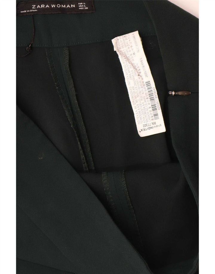 Zara Damen-Hose mit weitem Bein, kurz geschnitten, Größe L, W30, L26, Grün, Polyester
