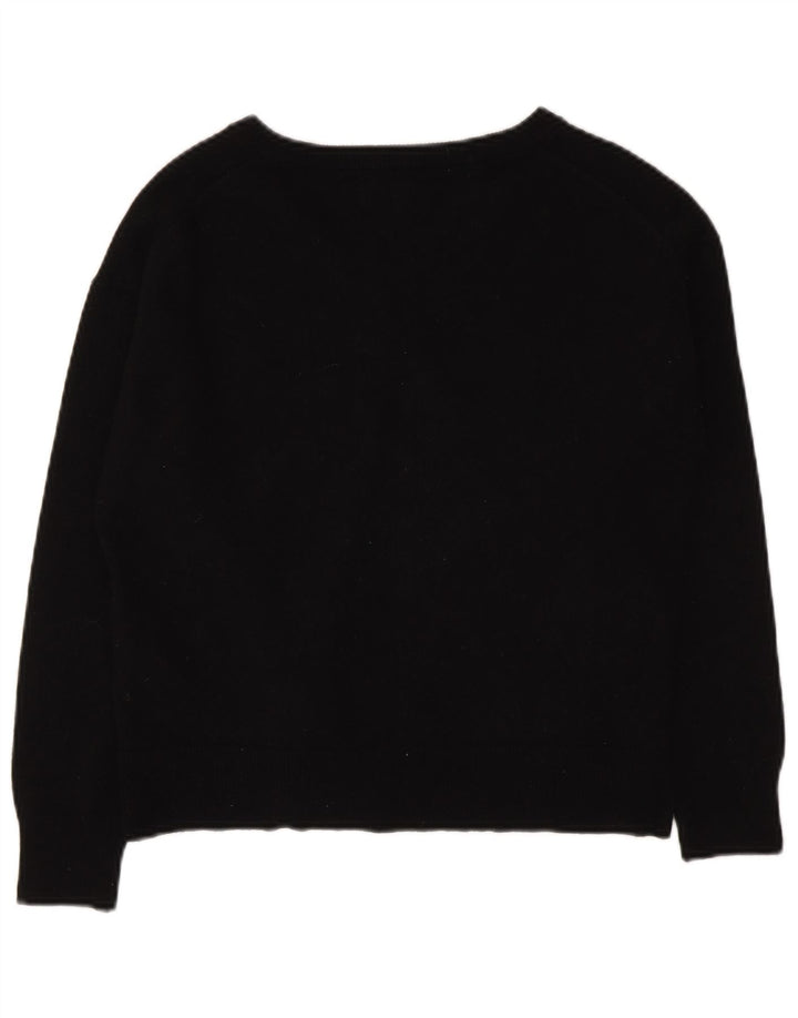 Massimo Dutti Damen-Pullover mit V-Ausschnitt, UK 14, mittelschwarze Wolle