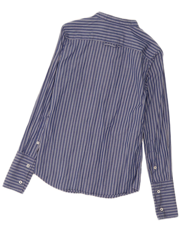 Benetton Damenhemd UK 10 Small Marineblau gestreift