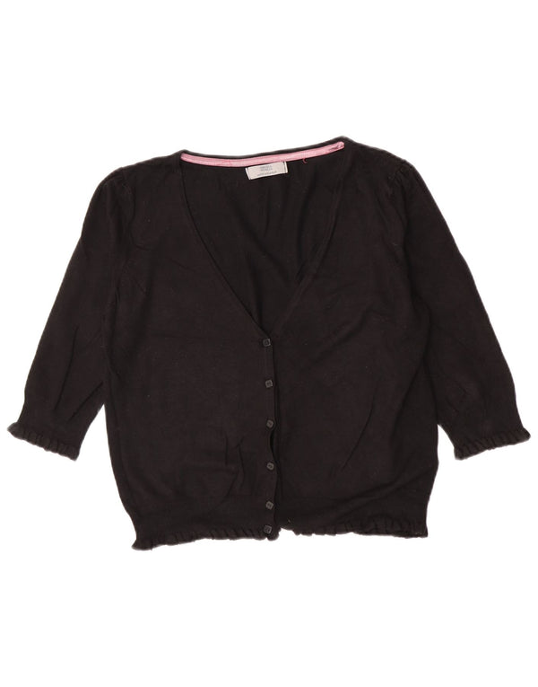 Marks & Spencer Damen Crop 3/4-Ärmel-Cardigan-Pullover UK 16 Large Schwarz