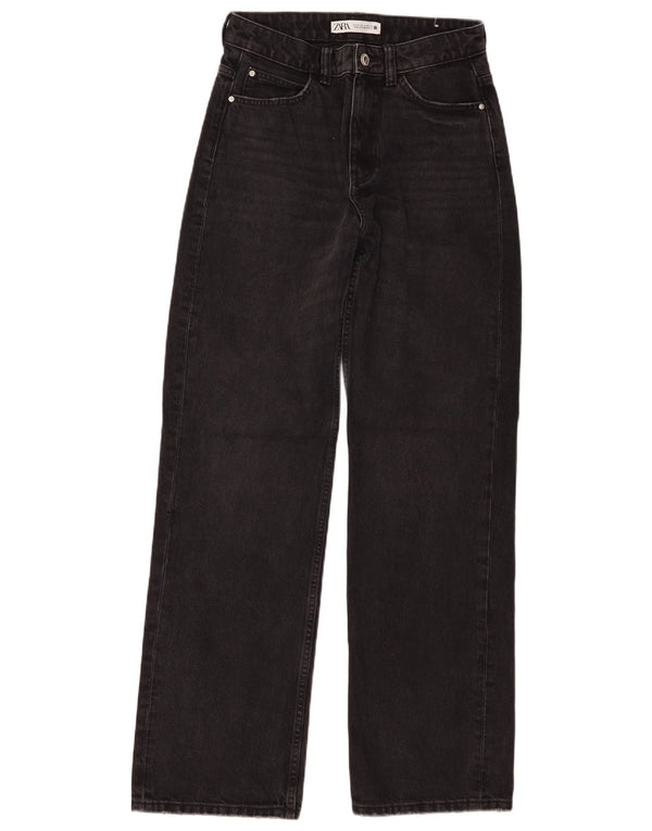 Zara Damen-Jeans mit hoher Taille und weitem Bein, EU 36, XS, W26, L32, Schwarz