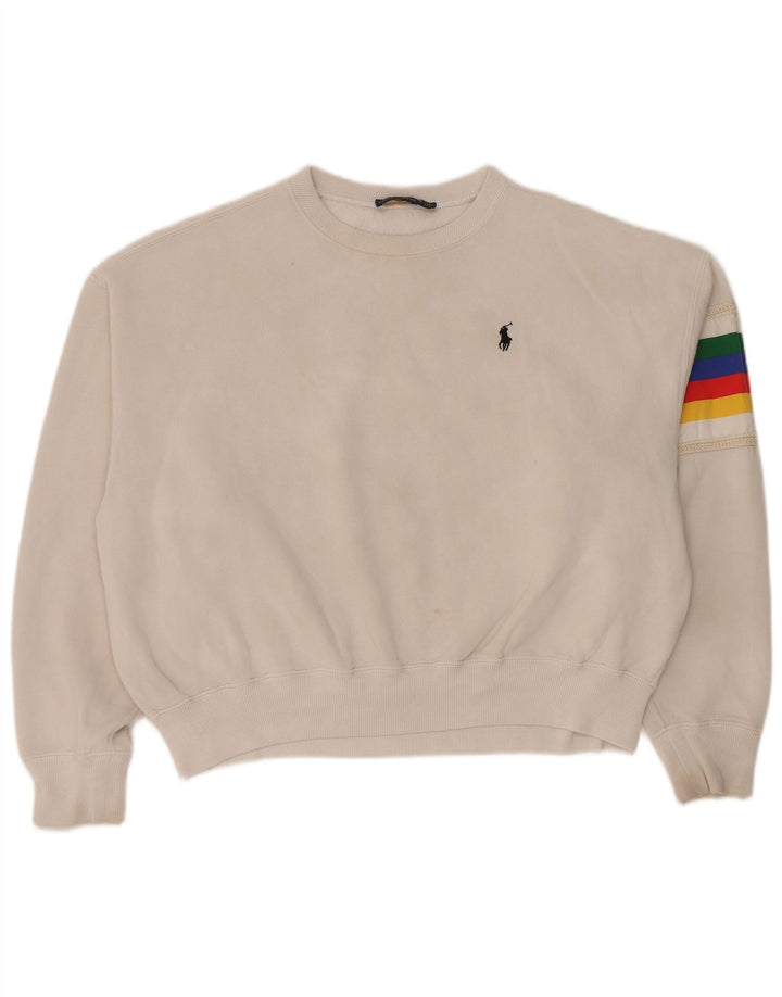 Polo Ralph Lauren Damen Grafik-Sweatshirt-Pullover UK 14 Mittelgrau