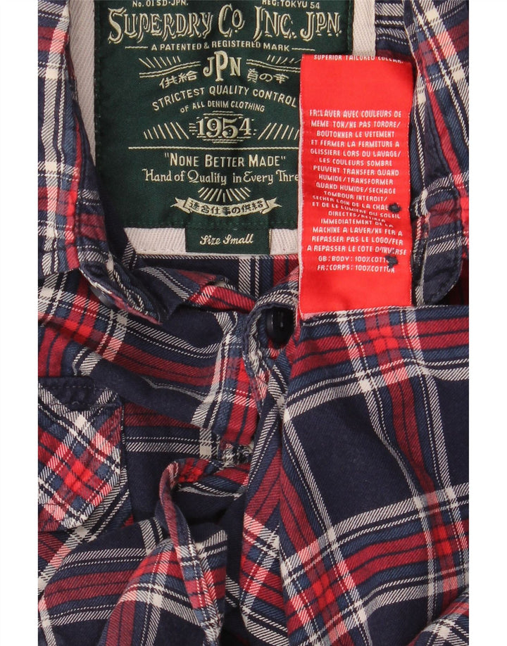 Superdry Herren-Flanellhemd, klein, marineblau, kariert, Baumwolle