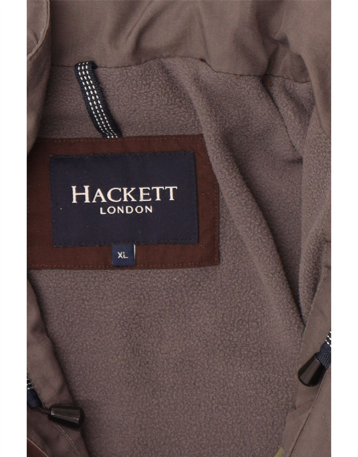 HACKETT Herren-Windbreakerjacke mit grafischer Kapuze, UK 42 XL, braunes Nylon