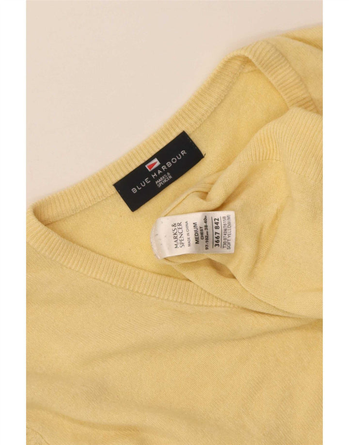 Marks & Spencer Herren Blauer Harbour-Pullover mit V-Ausschnitt Mittelgelb