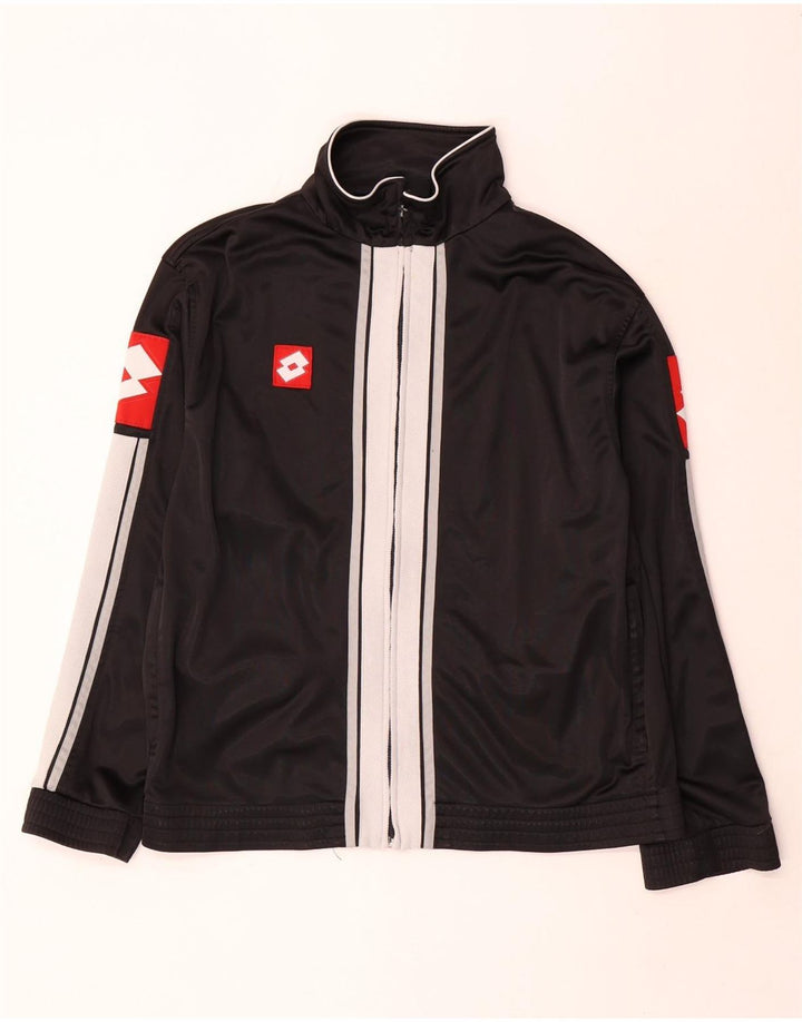 Lotto Herren-Trainingsanzugoberteil mit Grafik, XL, schwarzes Farbblock-Polyester
