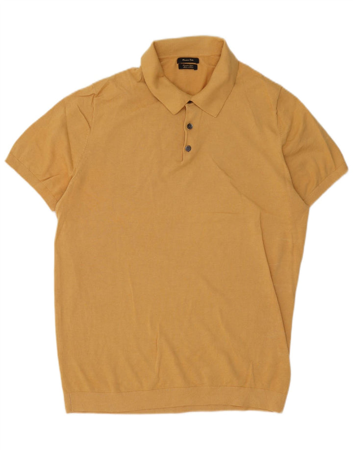 Massimo Dutti Herren-Pullover, kurzärmelig, Rollkragenpullover, Größe L, Gelb