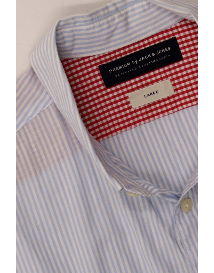 JACK & JONES Mens Shirt Large Blue Pinstripe Cotton Vintage Jack & Jones and Second-Hand Jack & Jones from Messina Hembry 