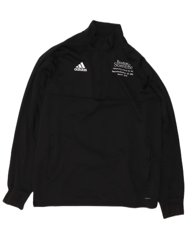 Adidas Herren Climalite Graphic Zip Neck Sweatshirt Pullover Large Schwarz